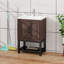 Meuble-lavabo 24 po avec lavabo en céramique blanc et robinet d'eau chaude et froide, armoire de salle de bain autoportante avec 2 portes de rangement et tablette ouverte en fer pour la salle de bain-1413403483-1413403484