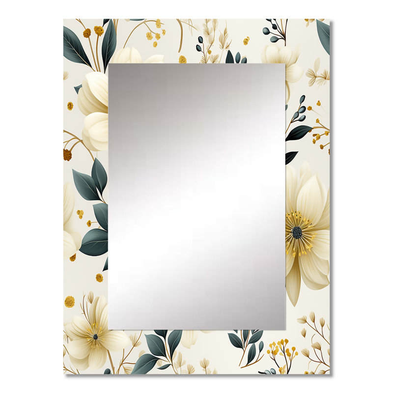 Anays Floral Vine Delight Serenity - miroir floral, miroir mural décoratif de campagne, impression d'art en métal
