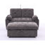 Le fauteuil de loisir, le fauteuil inclinable double, avec dossier réglable manuellement, les accoudoirs rembourrés, le port de chargement USB latéral et le support pour téléphone, sont livrés avec un repose-pieds de rangement assorti - gris-2138079125-2138079123
