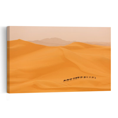«Golden Desert Caravan Peaceful Serene Tranquil Landscape Nature», reproduction d'art murale
