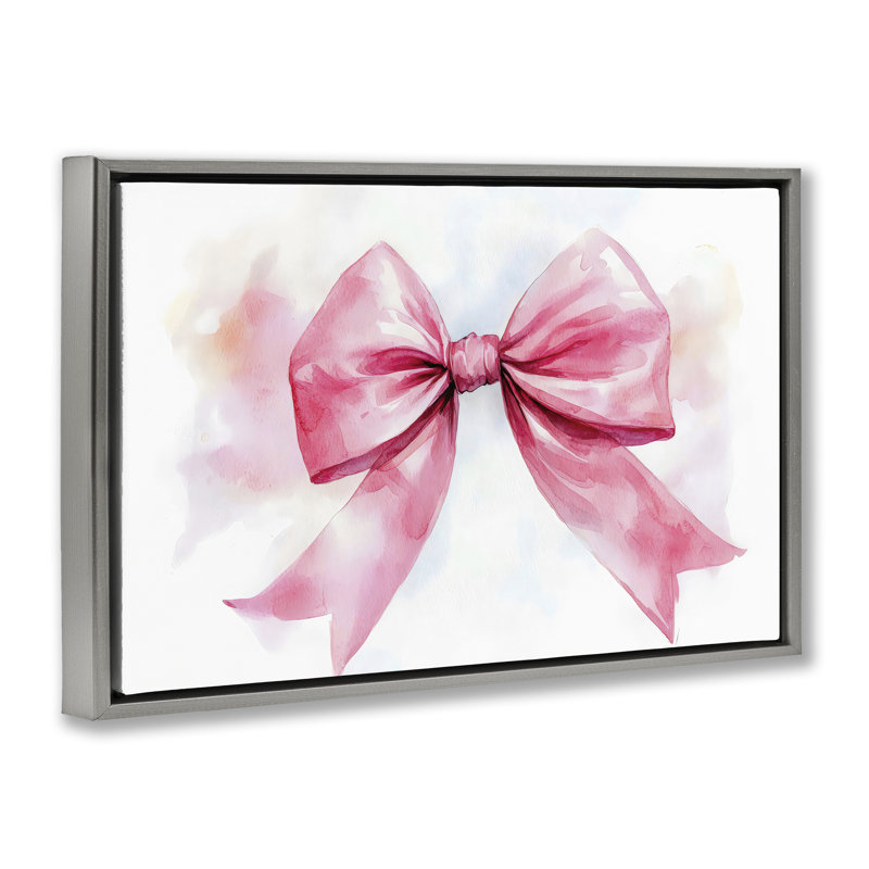 Cadre flottant Watercolor Fade Pink Bow, design Creative Studio, Cadre flottant gris lustré, H 17 po x l 25 po