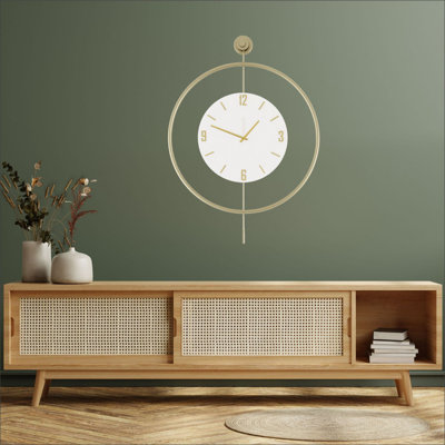 Elegant Decorative Metal Wall Clock, Gold Finish, 22.8 x 31.5 x 2.8 inches | 100% Metal Construction, Lightweight at 5.5 lbs | Perfect for Living Room, Office & Home Decor, Stylish and Functional Timepiece
