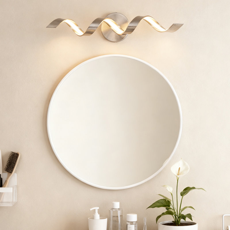 Luminaire de salle de bain avec design en spirale, lumière de salle de bain moderne à DEL à intensité variable sur miroir