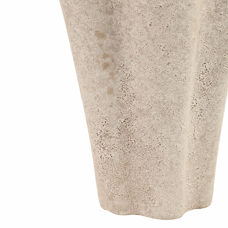 Earthenware Decorative Vase with Sculpted Wavy Design, 14" H x 10" W x 10" D