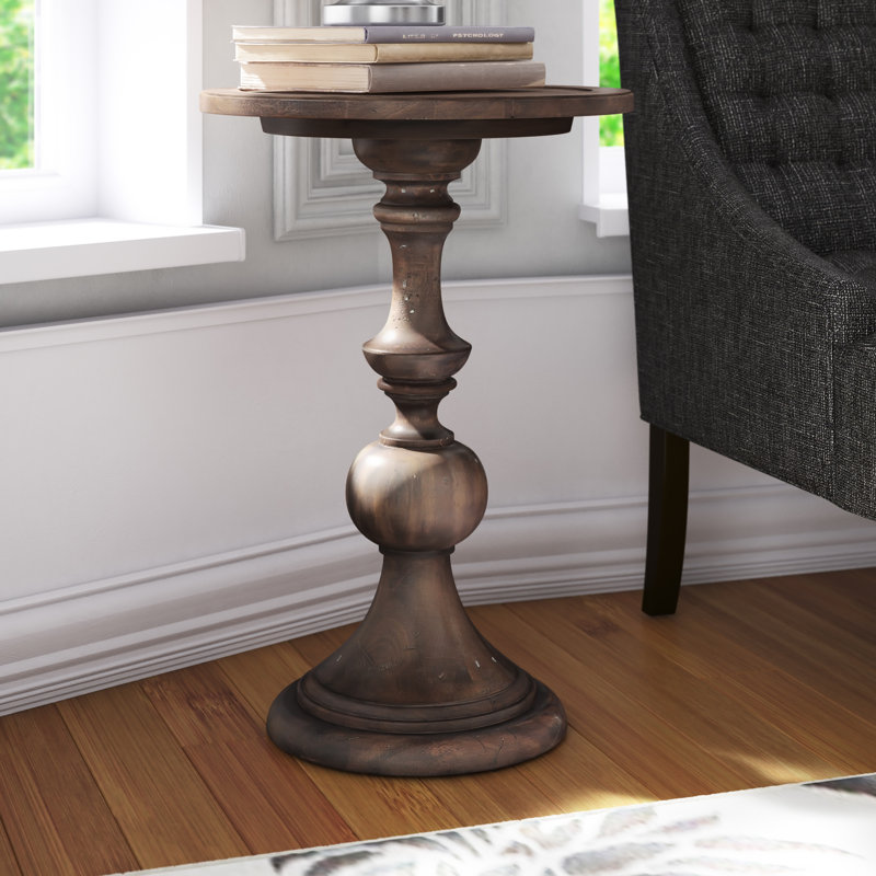 Solid Wood Pedestal End Table