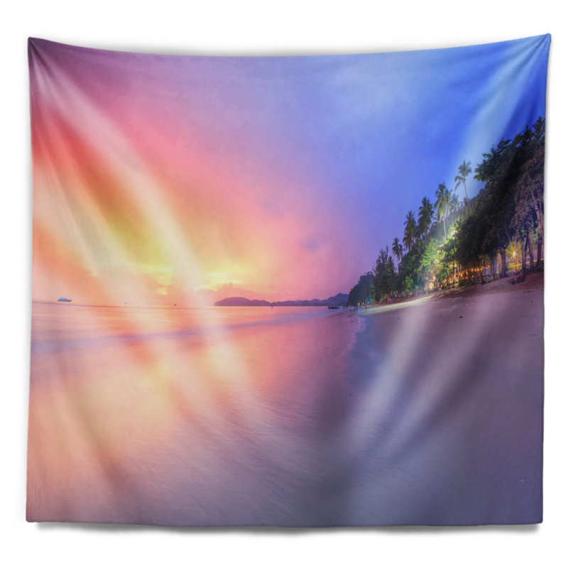 Plage de polyester avec tapisserie ciel coloré avec accessoires suspendus inclus, H 32 po x l 39 po