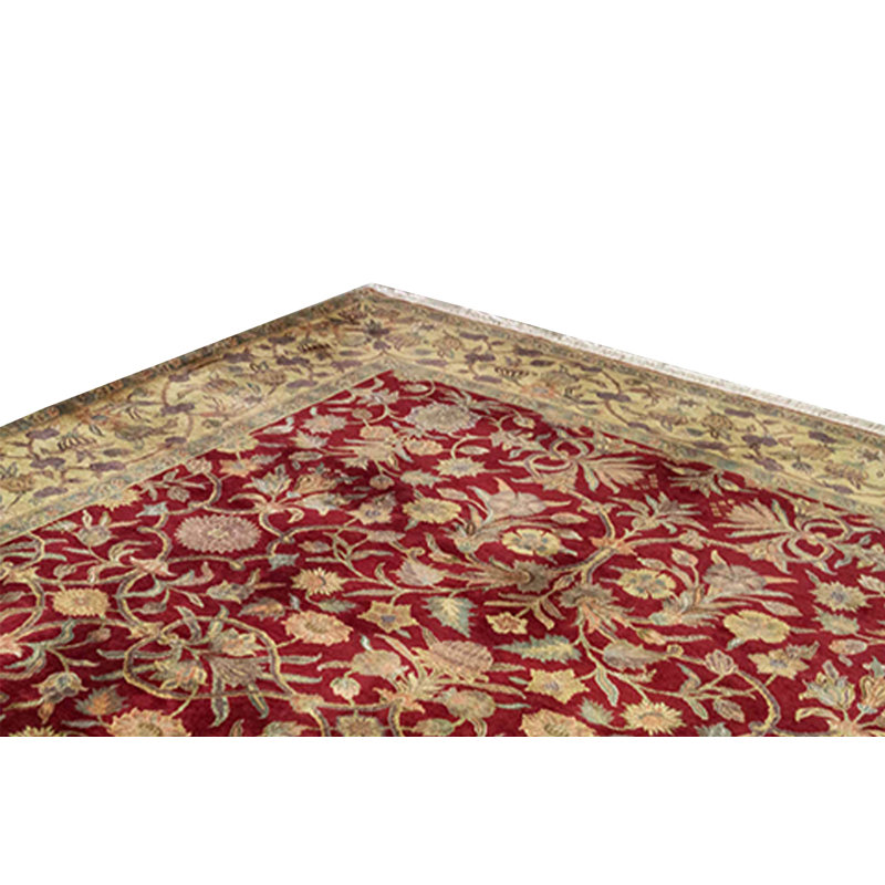 Tapis rouge et or de haute qualité noué à la main