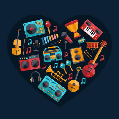 Marquilla " Set Of Modern Flat Design Musical Instruments And Music Tools " by Ilyaliren