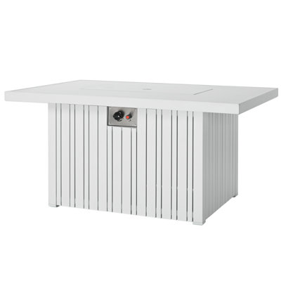 50,000 BTU White Aluminum 52” Patio Fire Pit Table