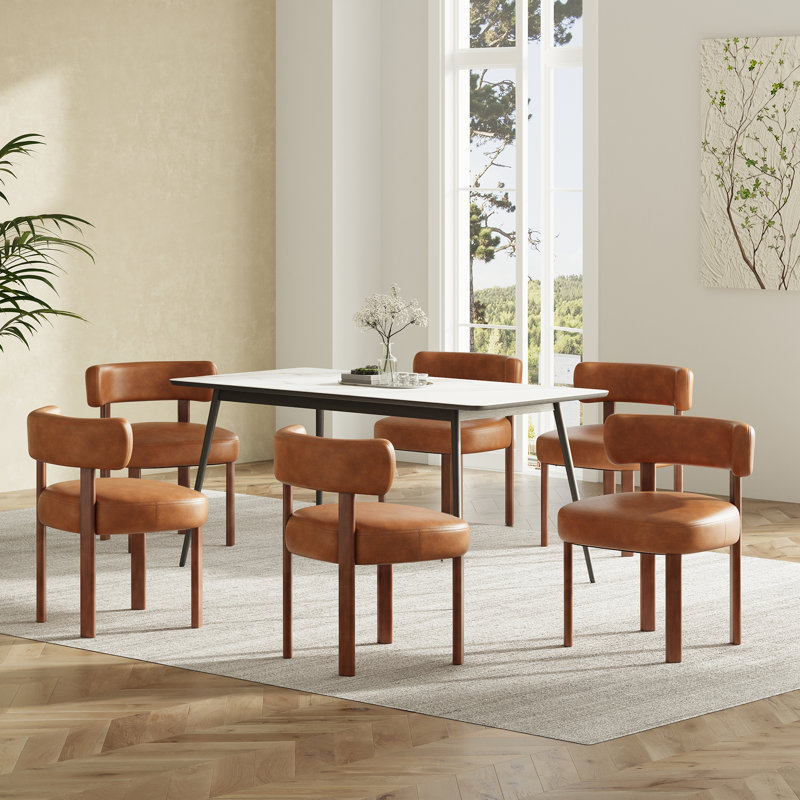 Chaise d'appoint rembourrée en similicuir, Brun