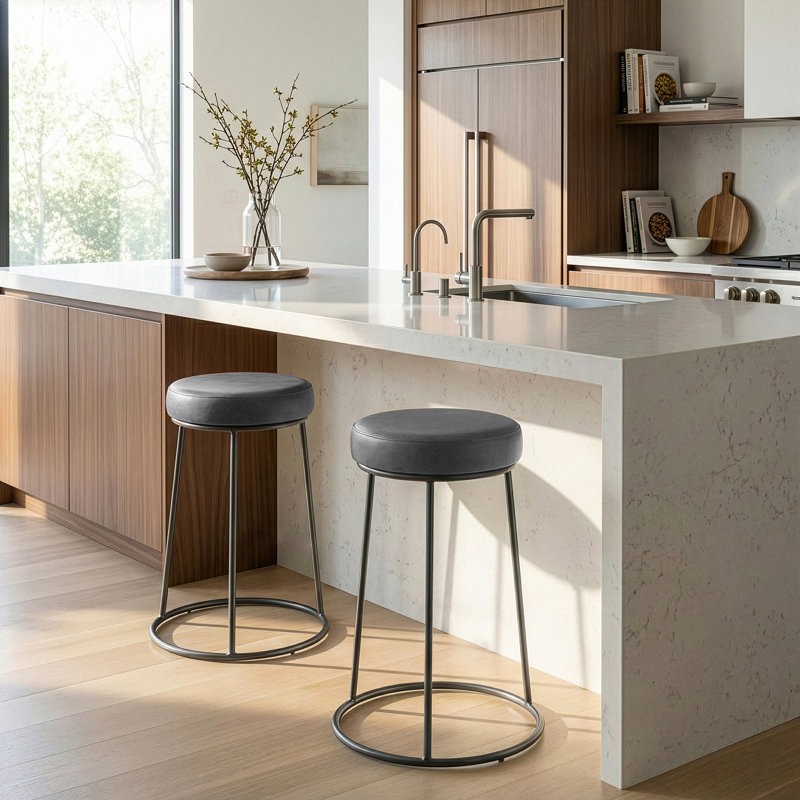 Tabouret de bar et de comptoir Ansumana, Gris, Tabouret de comptoir (assise de 26 po de hauteur)