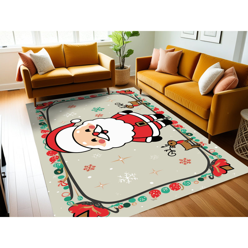 The Holiday Aisle® Washable Christmas Winter Holiday Rug, Rectangle 2' x 3'