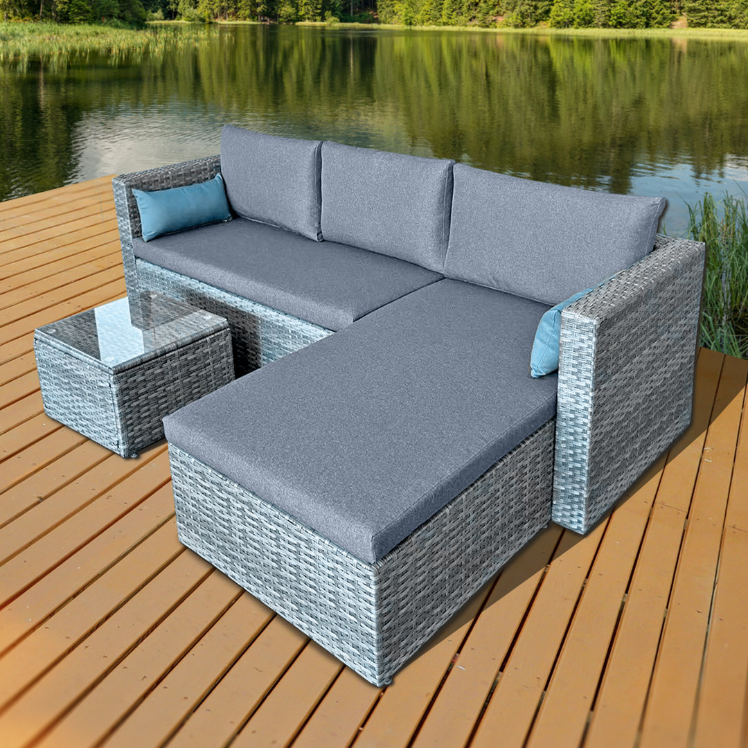 3-Sitzer Lounge-Set Hampton aus Rattan