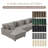 4 - Piece Upholstered Light Gray Faux Rabbit Fur Flannel Modular Sectional Sofa with Armrests & Throw Pillows-771364084
