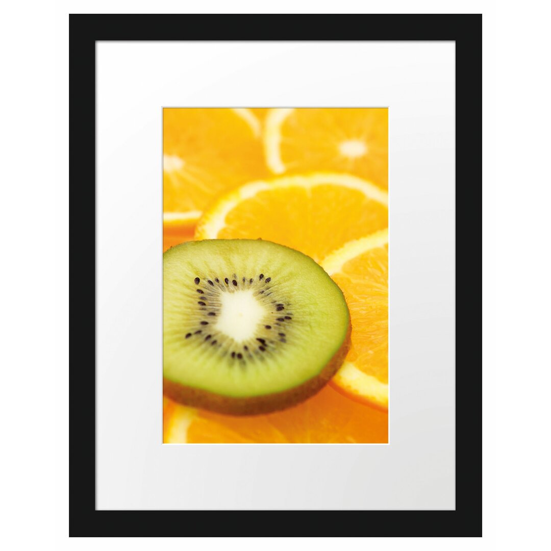 Gerahmtes Poster Kiwi und Orangenscheiben