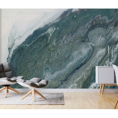 Dark Green Marble Green Brush Removable Wallpaper