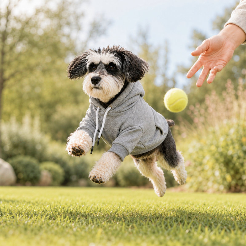 Sweat à capuche pour chien en coton doublé de molleton avec cordon de serrage et poignets côtelés pour les chiens de petite et moyenne taille