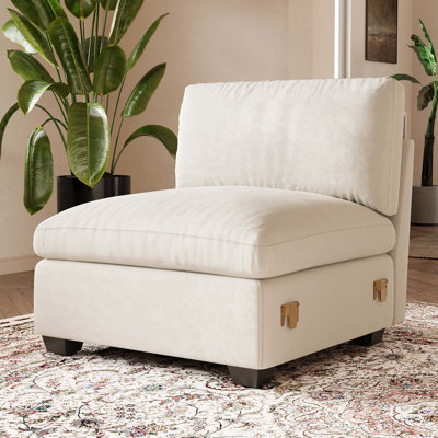 Knopp Velvet & Plush Wide Corduroy Single Chair Seat Of Modular Sofa by Mercer41