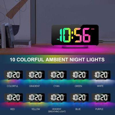 Digital Alarm Clock, Large LED Digital Clock for Bedrooms with 10 Color Changing Night Light