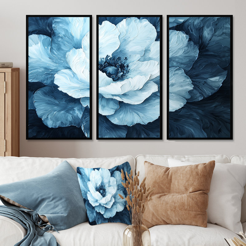 Adalyne - ensemble d'art mural pivoine, H 28 po x l 36 po, Reproduction avec cadre flottant, Noir