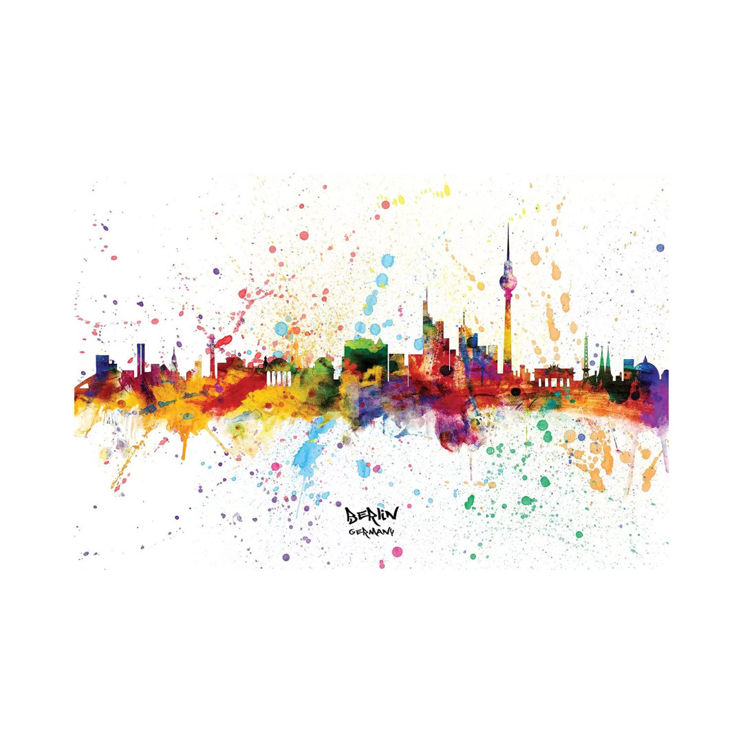 Berlin Germany Skyline Splash - Wrapped Canvas Painting
