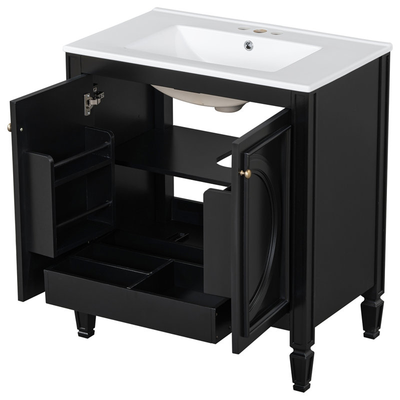 Meuble-lavabo 30 po avec lavabo, Noir