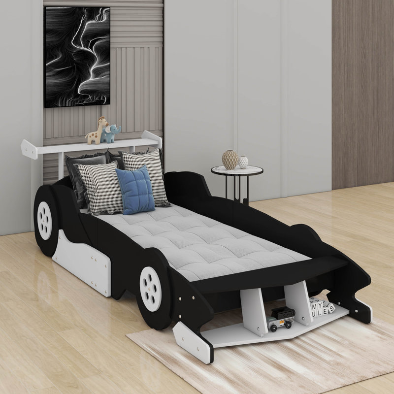 Lit plateforme avec roulettes Race, Noir / blanc