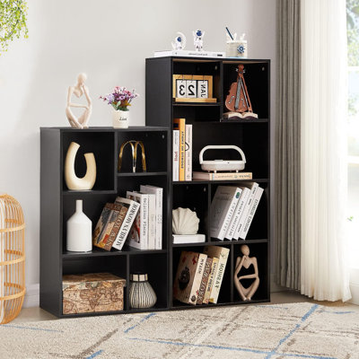 Bibliothèque simple 12 cubes, petite armoire de rangement avec tablettes ouvertes, ensemble de 2 bibliothèques