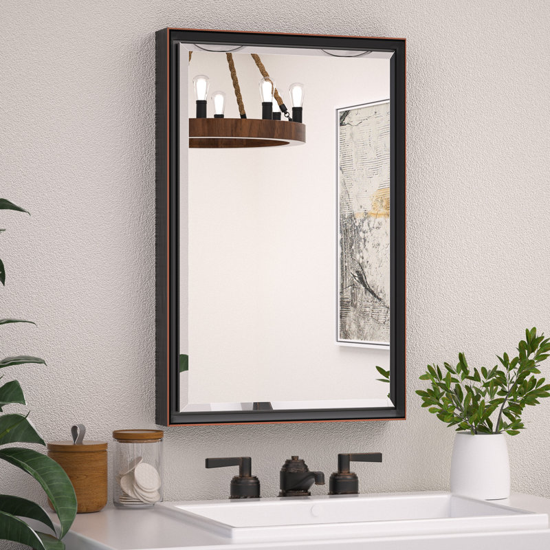 Miroir biseauté de salle de bain, 16 po x 24 po, Bronze huilé