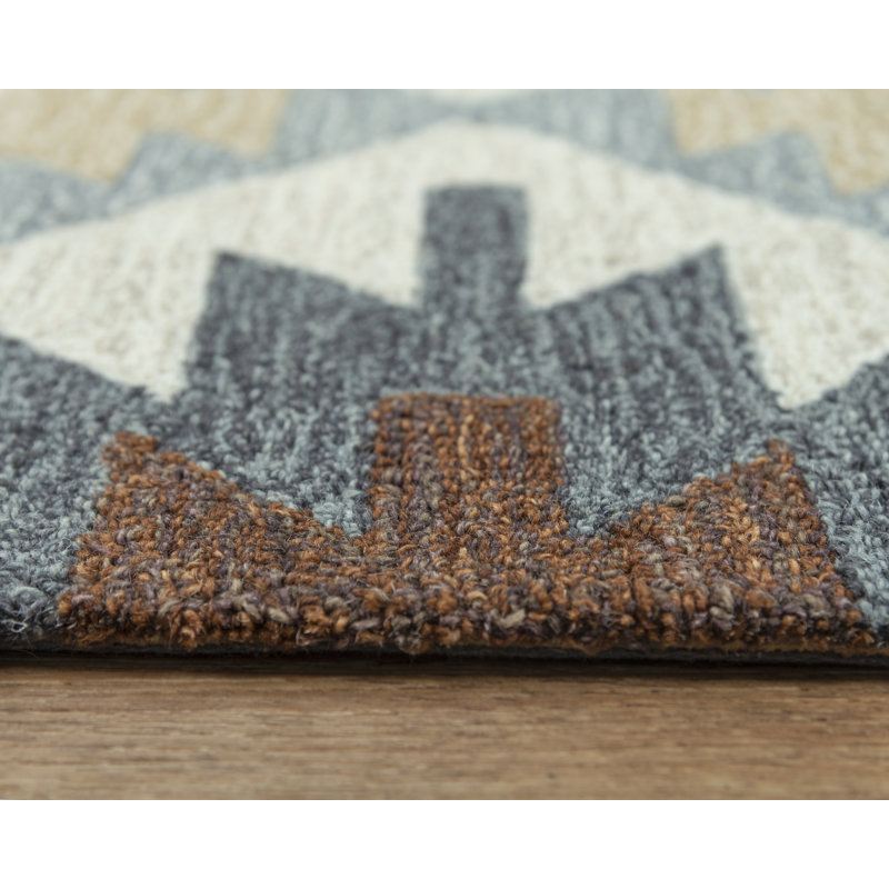 Audrius Southwestern Handmade Tufted Wool Area Rug in Brown, Rectangle 5' x 7'6"