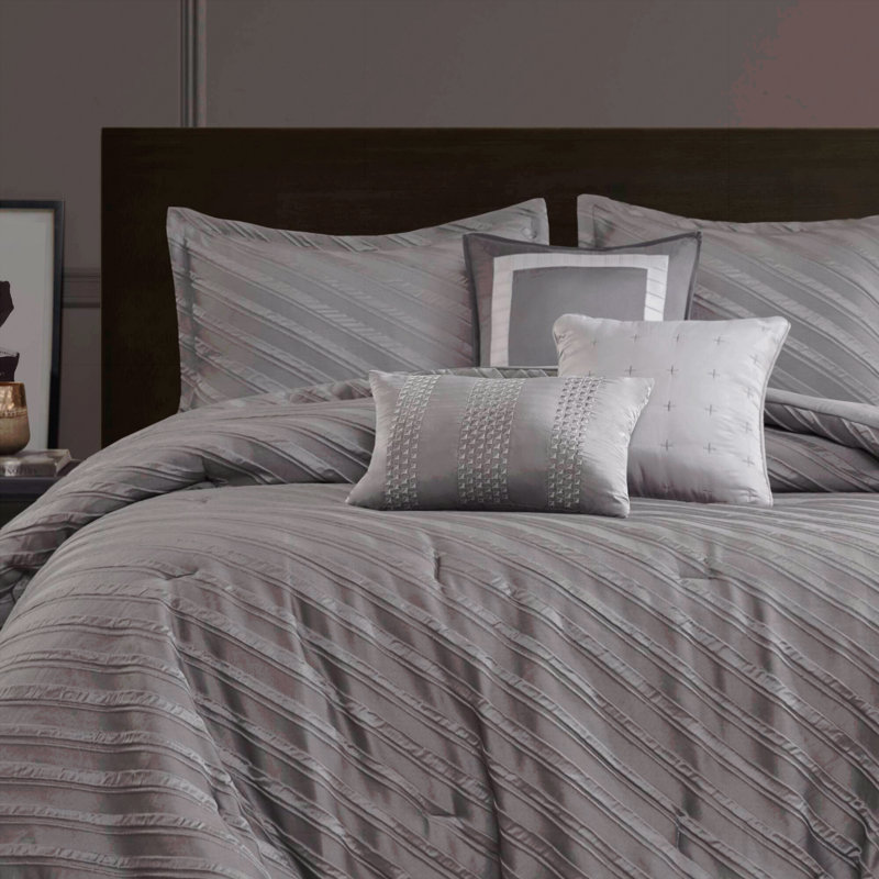 Ensemble d'édredon pour grand lit 7 pièces gris, Gris