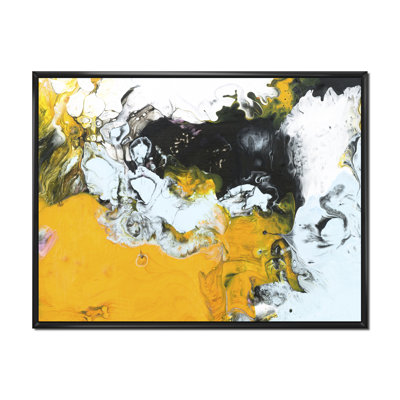 Jaune jaune noir et blanc liquide Art I - impression d'art moderne sur toile