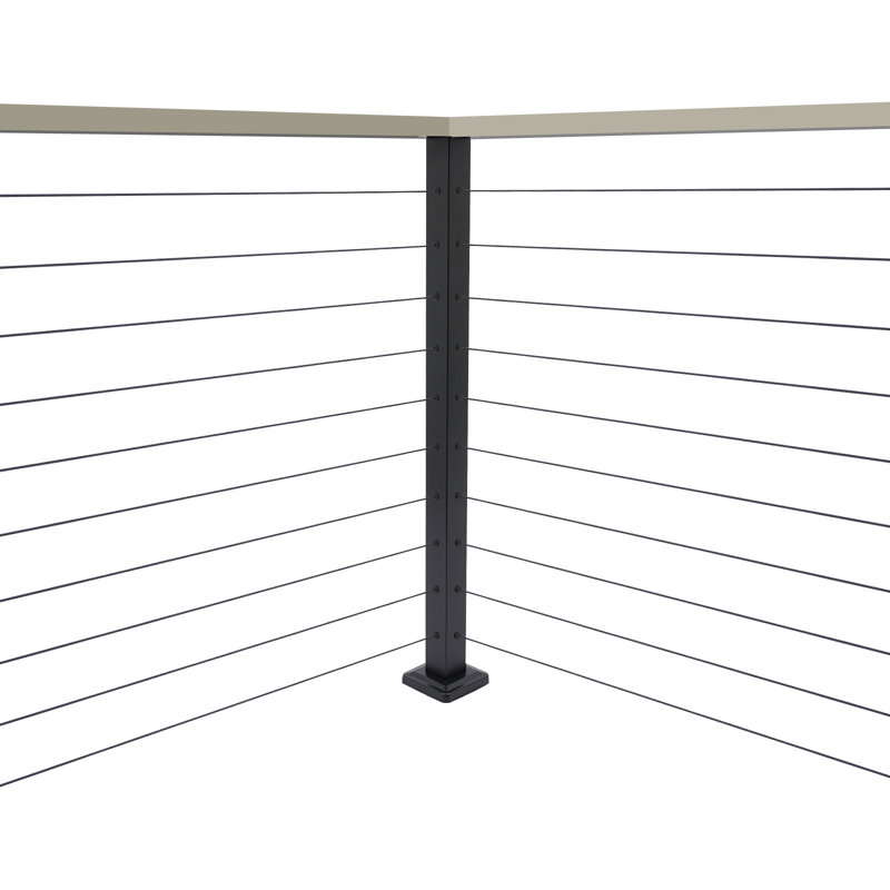 Cable Handrail Post, T-Drilled Cable Railing Corner Post, Black