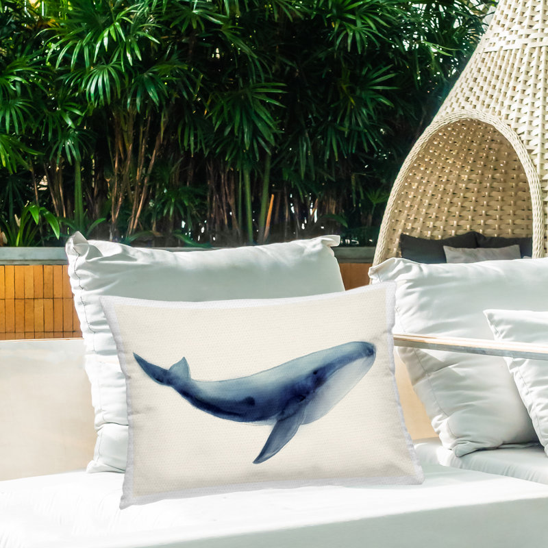 Soft Gentle Giant Whale Outdoor Printed Pillow design by Lily K.