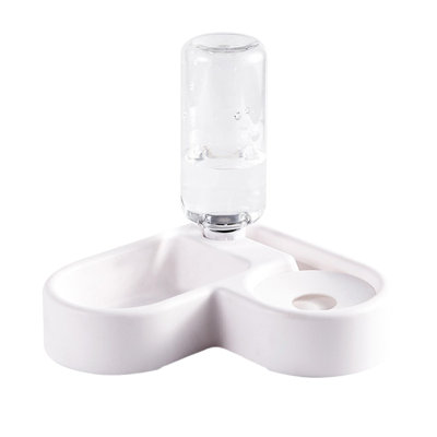 Pet Automatic Water Dispenser and Feeder Combo Large Capacity Double Bowls, 10.24x8.66x8.19 in, White
