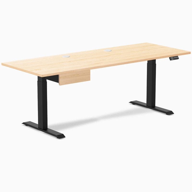 Medina Adjustable Height Solid Wood Steel Standing Desk, Érable / noir mat
