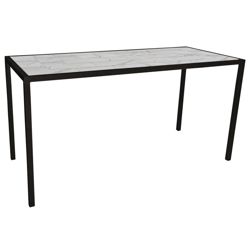 Quadra Outdoor Rectangle Counter Table, Pallazo White, Carbon Black, 33" W x 75" L x 37.5" H