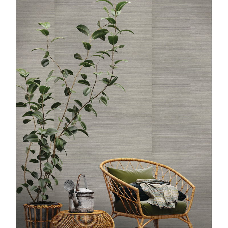 Sisal Monochromatic Authentic Grasscloth Wallpaper, Light/Soot