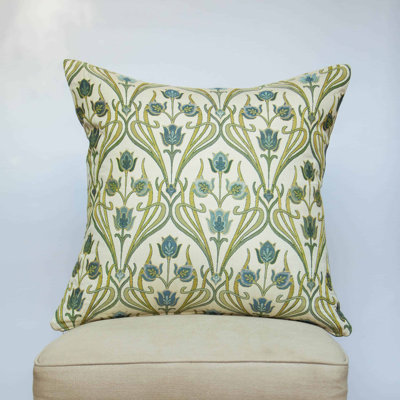 Woven Art Deco Cushion in Powder Blue