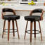 Ensemble de 2 tabourets de bar pivotants à hauteur de comptoir de 26,8 po pour îlot de cuisine, tabourets de bar noirs revêtus de similicuir et pieds en bois massif, VF