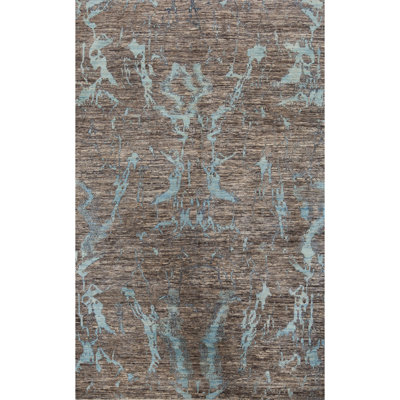 Tapis brun / bleu tissé à la main de haute qualité