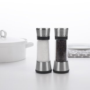 Pepper Mill and Salt Grinder Set, Oak Wooden Salt and Pepper Mills Shakers,  Ceramic Rotor with Strong Adjustable Coarseness Set of 2