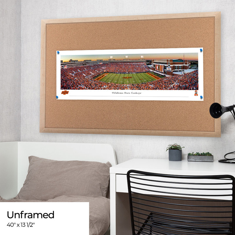 Impression panoramique de l'Oklahoma State Football, H 13,5 po x l 40 po x P 0,38 po, Sans cadre