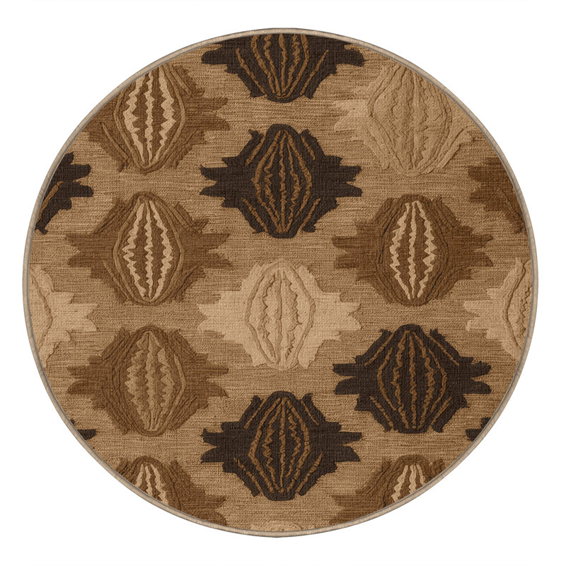 Washable Kukui Nuts Hawaiian Area Rug, Round 6'