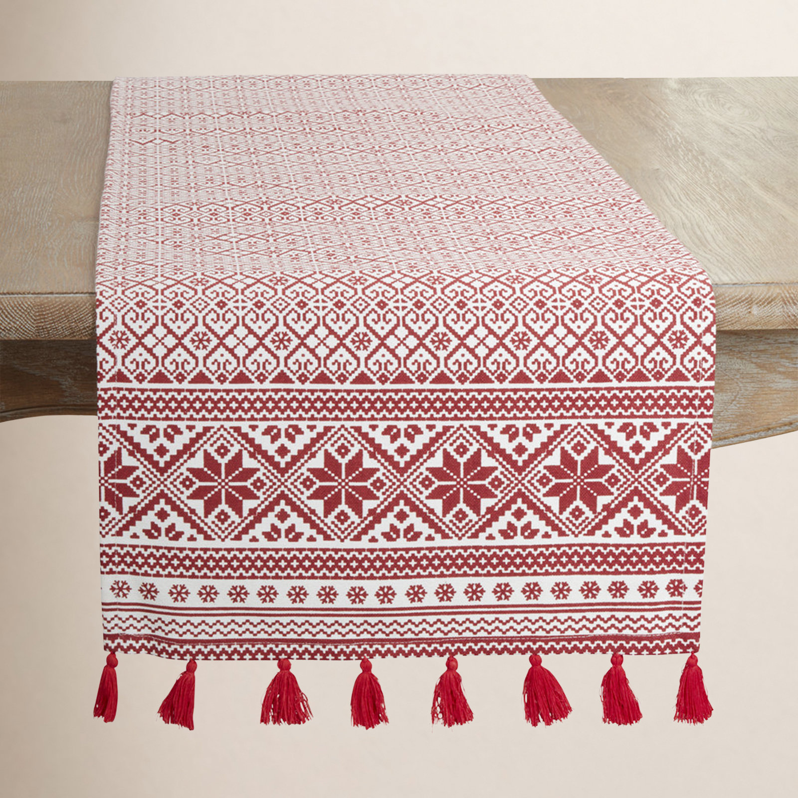 Jayapura Geometric Christmas Table Runnner, 16" x 54"