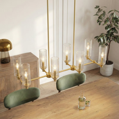 Luminaire suspendu pour salle à manger Willow Eight Lights - laiton satiné