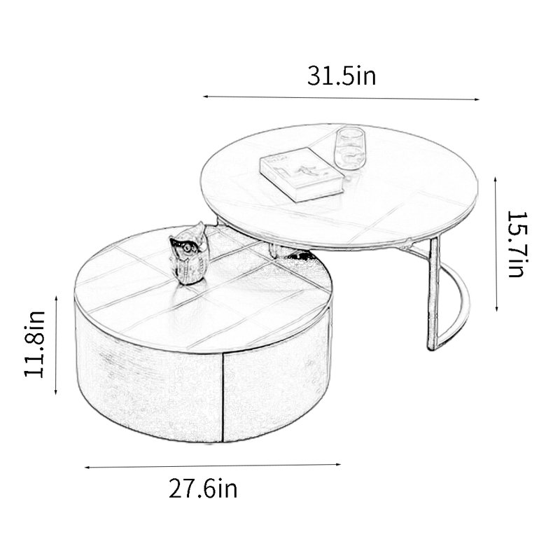 Light luxury rock panel coffee table combination