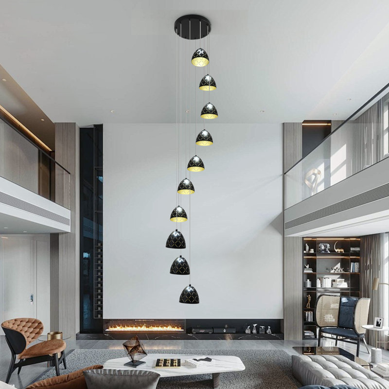 10 - Light LED Dimmable Pendant Long Staircase Chandelier