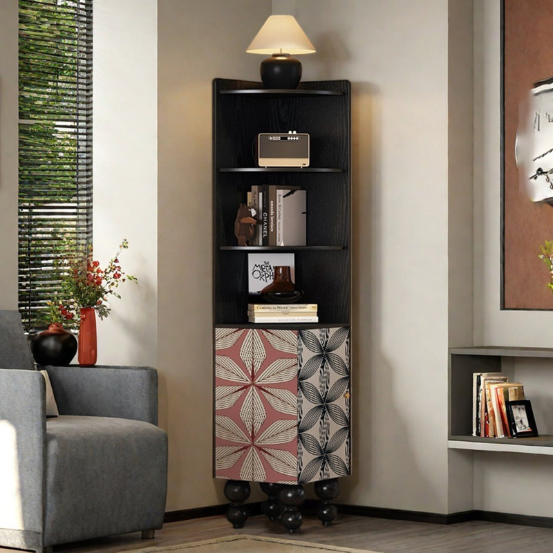 Wooden simple art storage corner bookcase