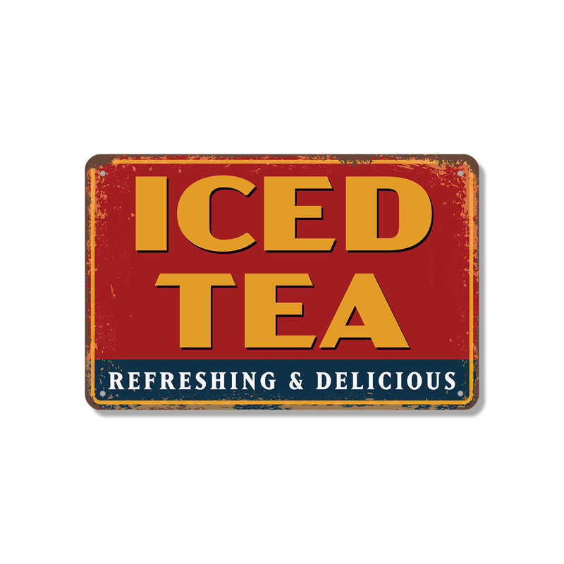 Enseigne de fantaisie en aluminium 7 po x 10 po Iced Tea Street, H 7 po x l 10 po x P 0,1 po